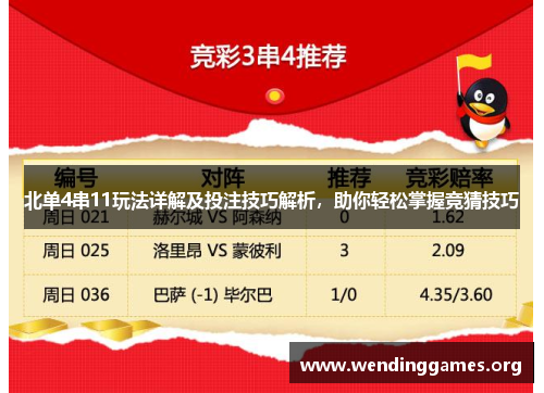北单4串11玩法详解及投注技巧解析,助你轻松掌握竞猜技巧 北单4串11玩法详解及投注技巧解析,助你轻松掌握竞猜技巧