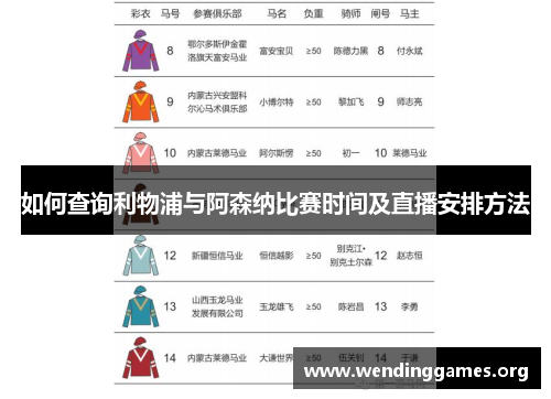 如何查询利物浦与阿森纳比赛时间及直播安排方法 如何查询利物浦与阿森纳比赛时间及直播安排方法